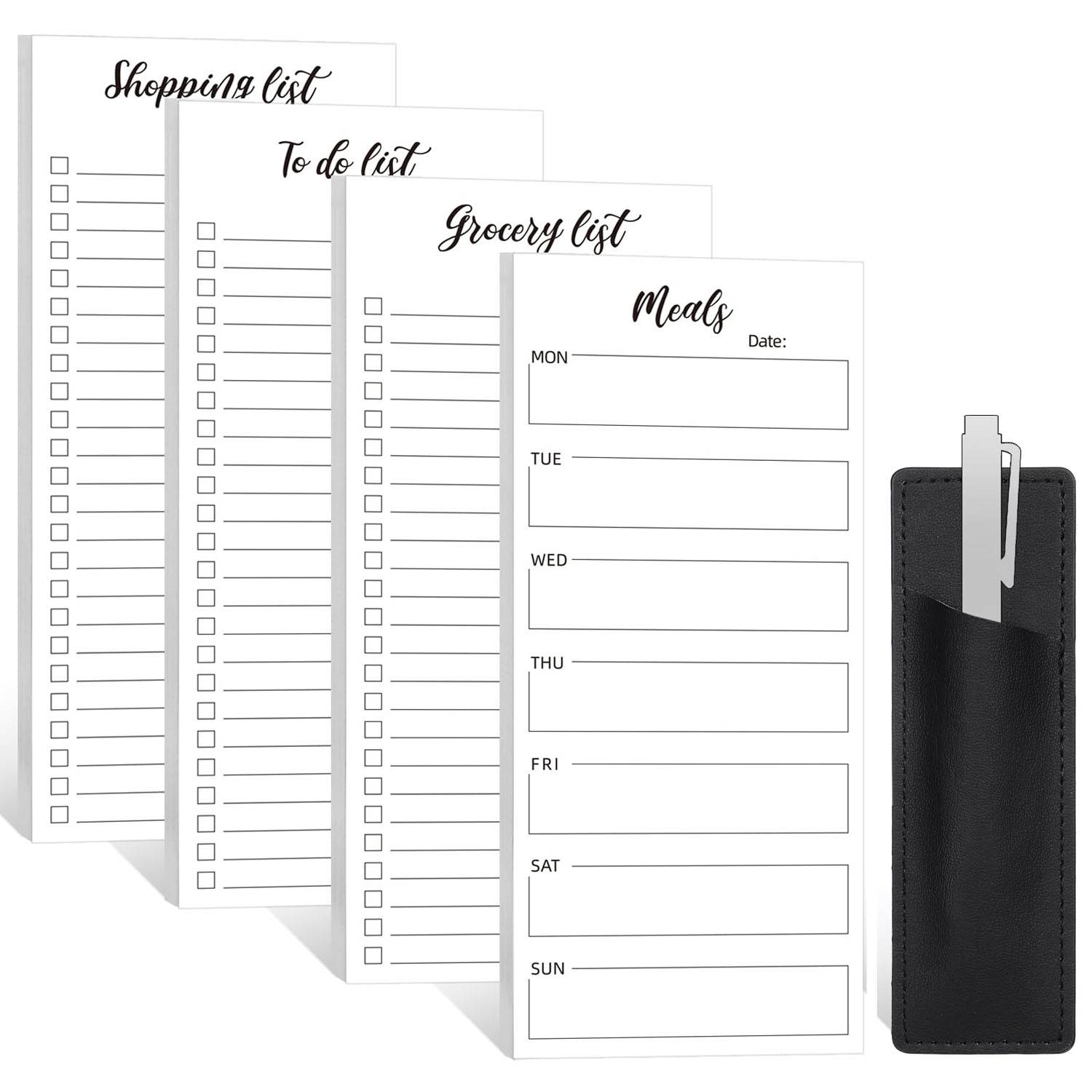 4 Pack Magnetic Fridge Notepad Set w/ Pen Holder 1