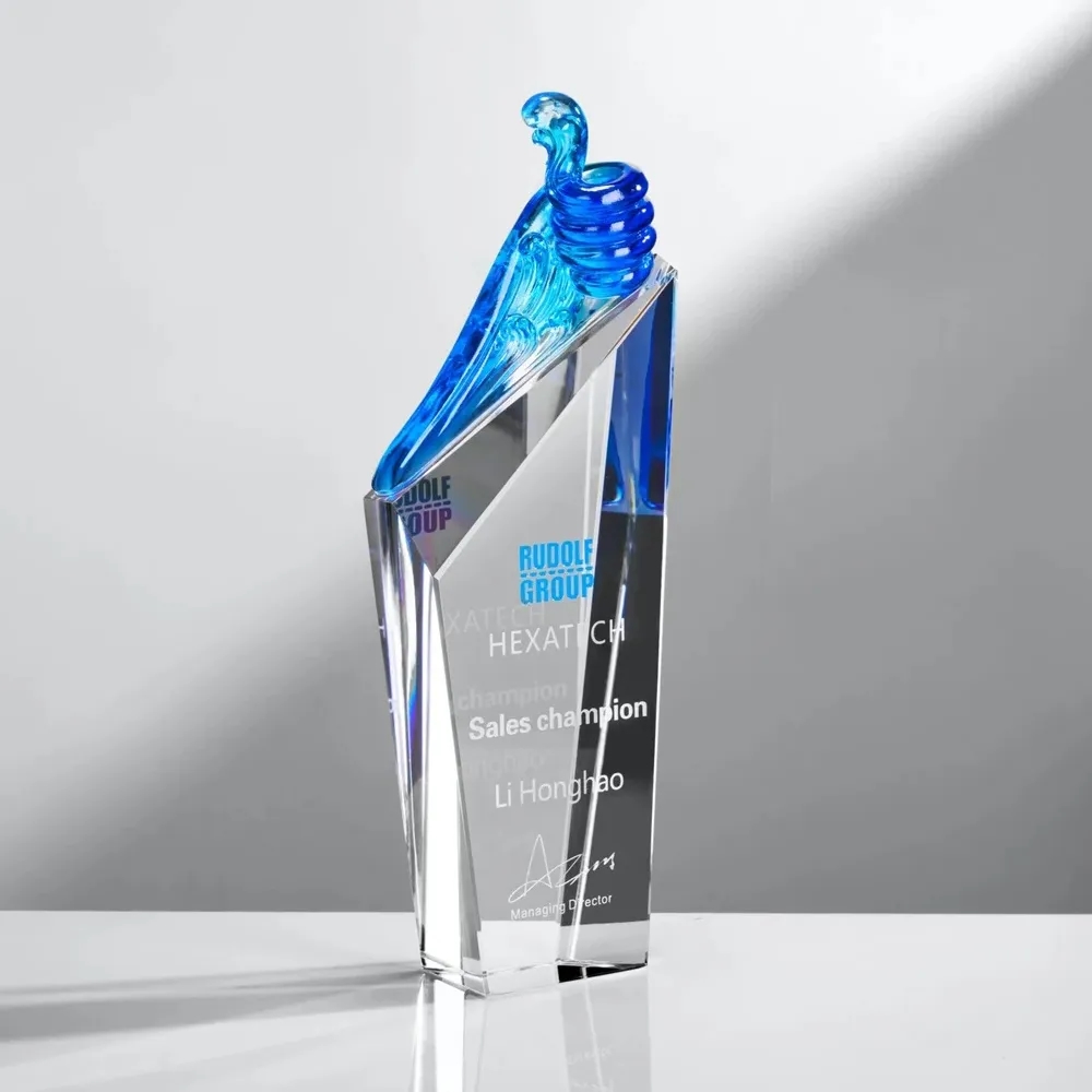 Crystal Thumbs Up Trophy 5
