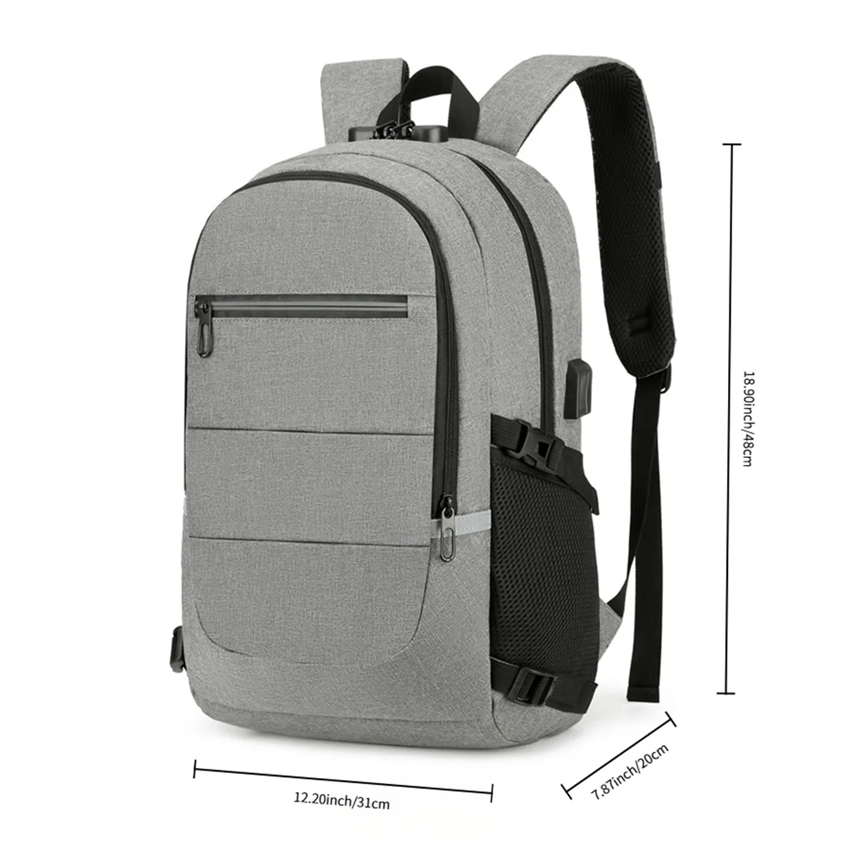 Anti-Theft Laptop Backpack with Lock & Reflective Strip 5