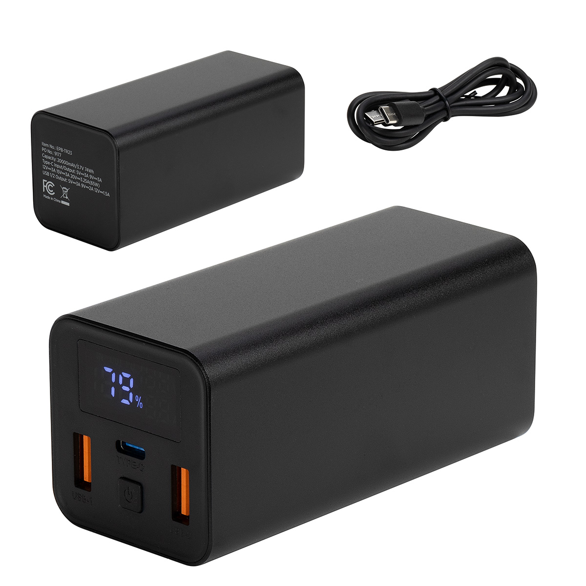Touring 20000mAh 65W PD Power Bank with Type-C & Dual USB Ports 7