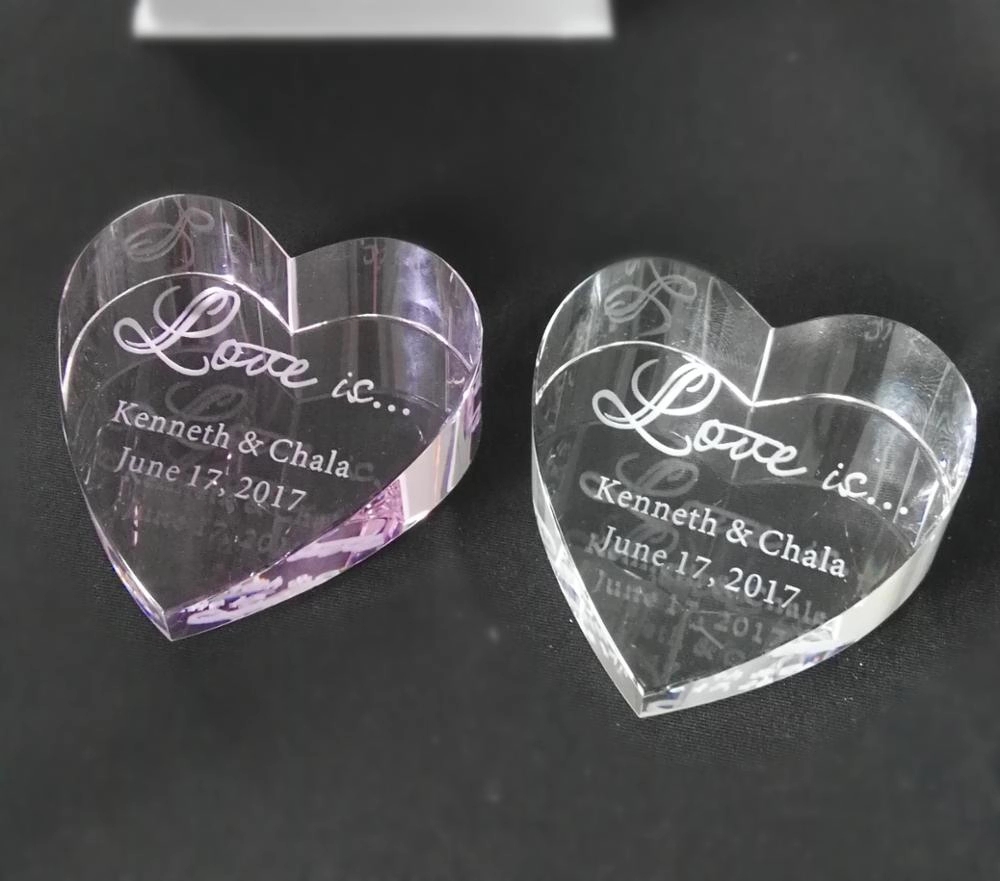Optical Crystal Clear Heart Paperweight 2