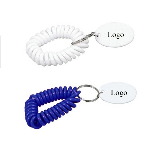 Bracelet Coil Keychain w/ Imprinted Tag 1