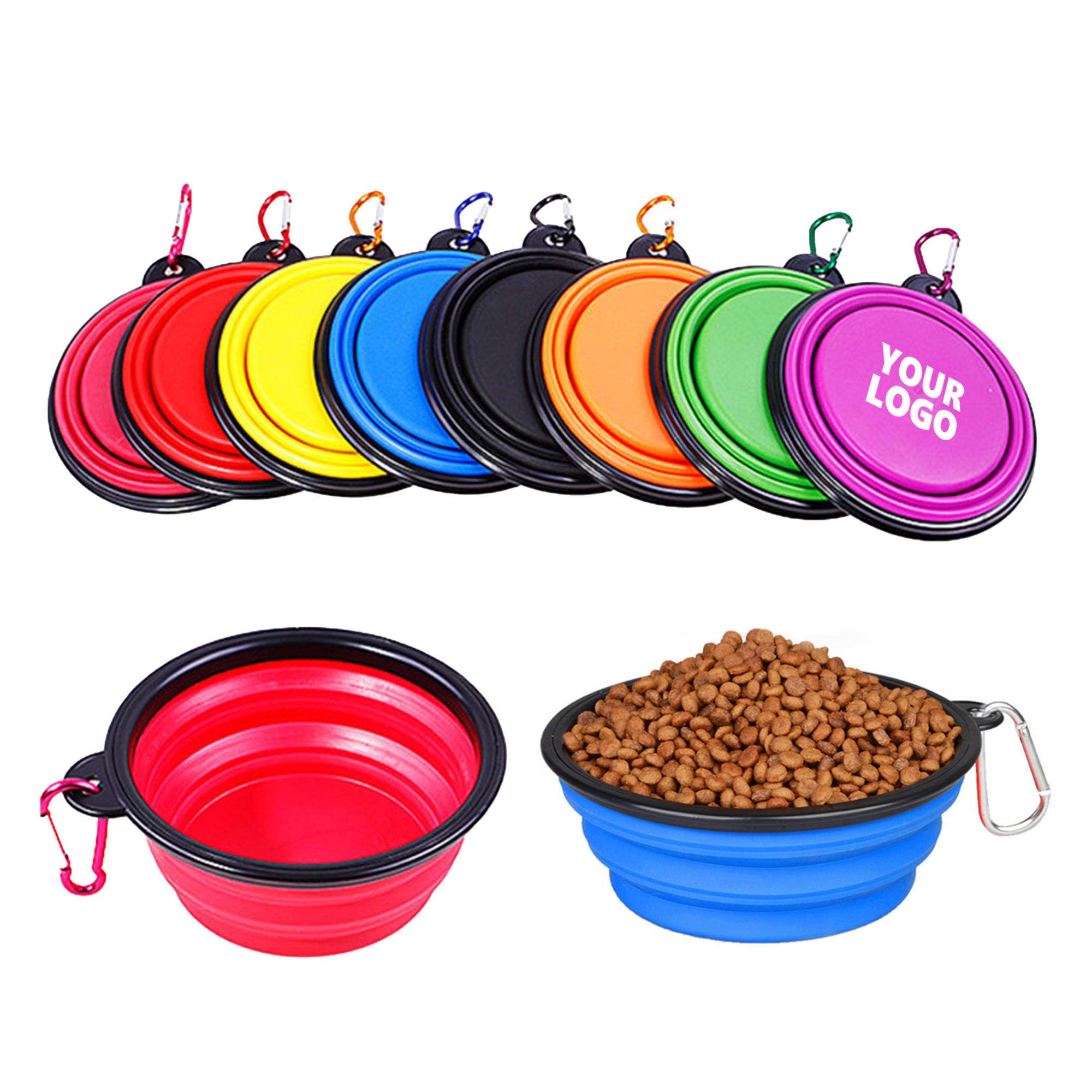 12 OZ Folding Dog Bowls with Carabiner 3
