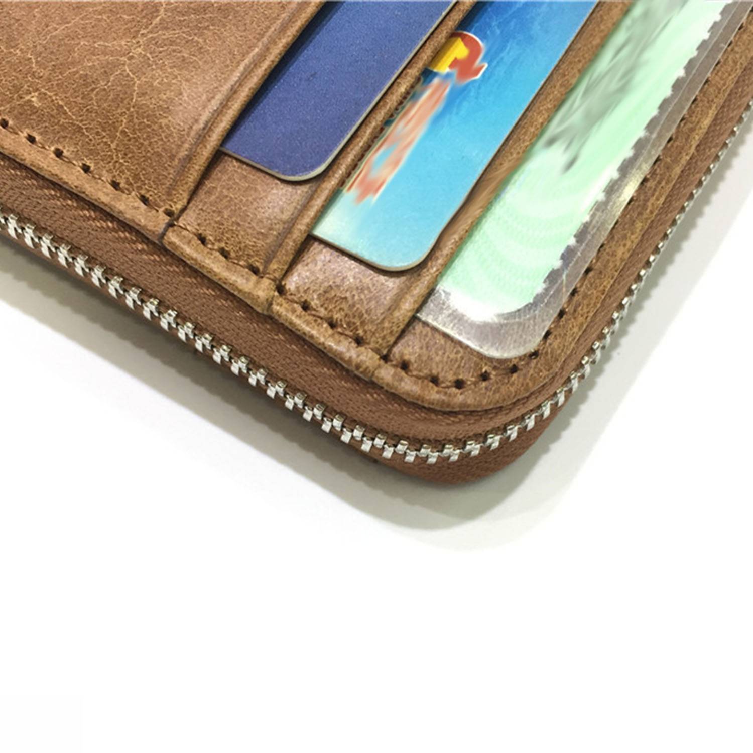 Top Layer Leather Card Bag Multifunction Coin Purse Wallet 4