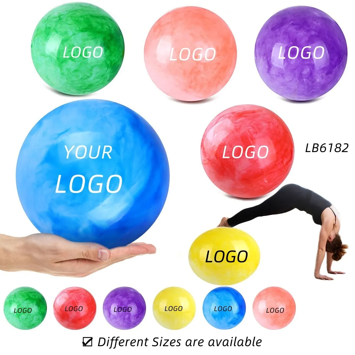 Inflatable Yoga Marbleized Bouncy Balls for Kids Outdoor Fun 2