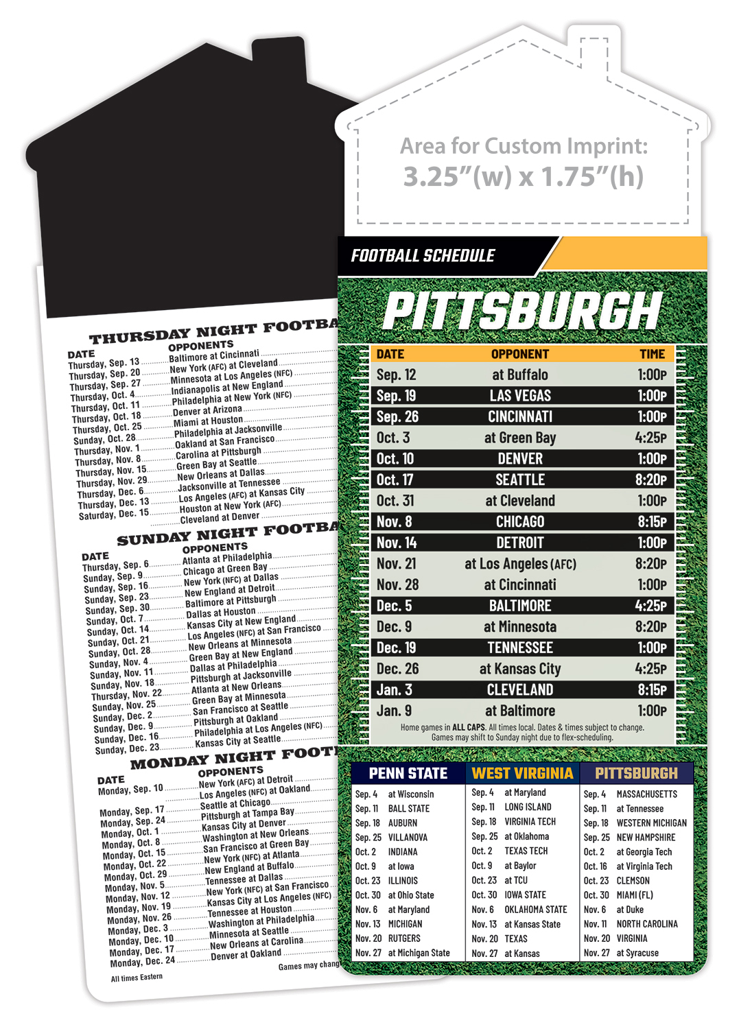 Magna-Card House Shape Magnet Football Schedules (3.5x9)