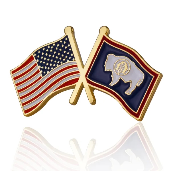 Stock Crossed Flag Pin (USA & States) 36