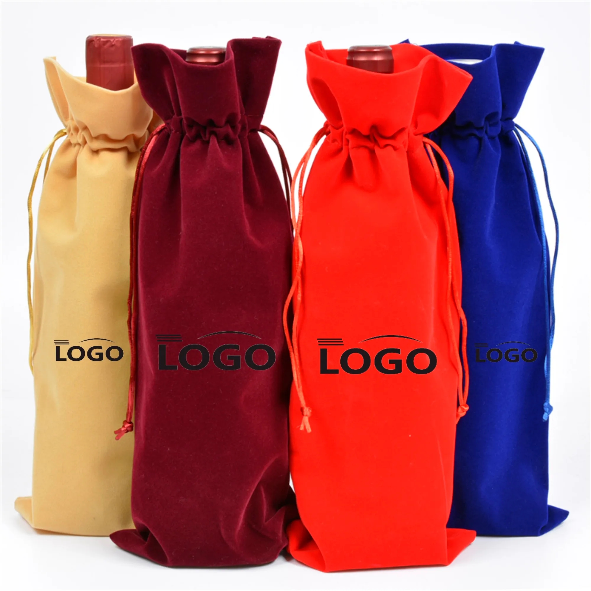 Luxury Flannelette Velvet Wine Tote Bags With Drawstring 1