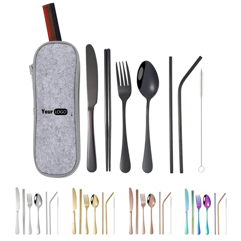 Reusable Stainless steel cutlery set with case 5
