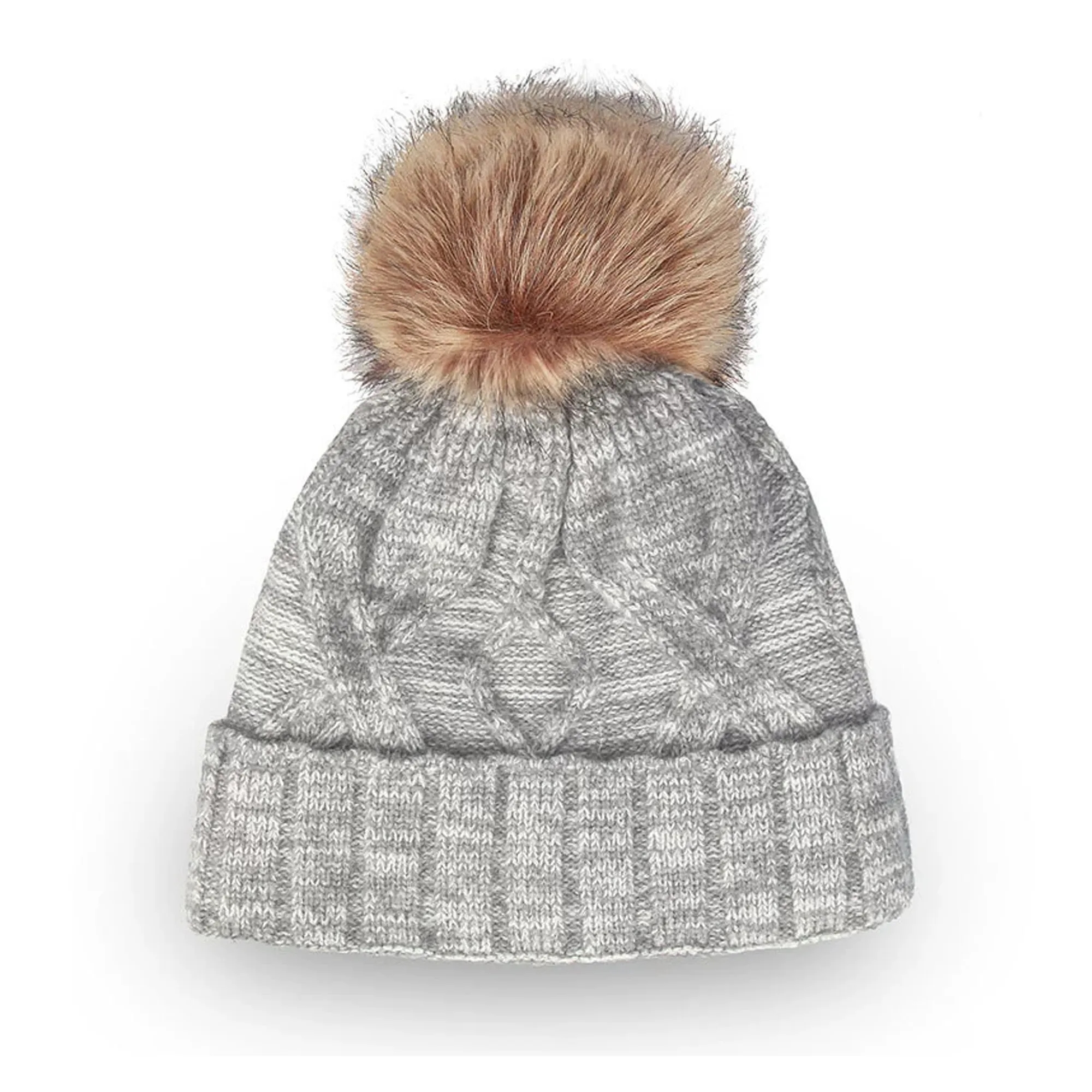 Winter Knit Hat with Faux Fur Pom 3