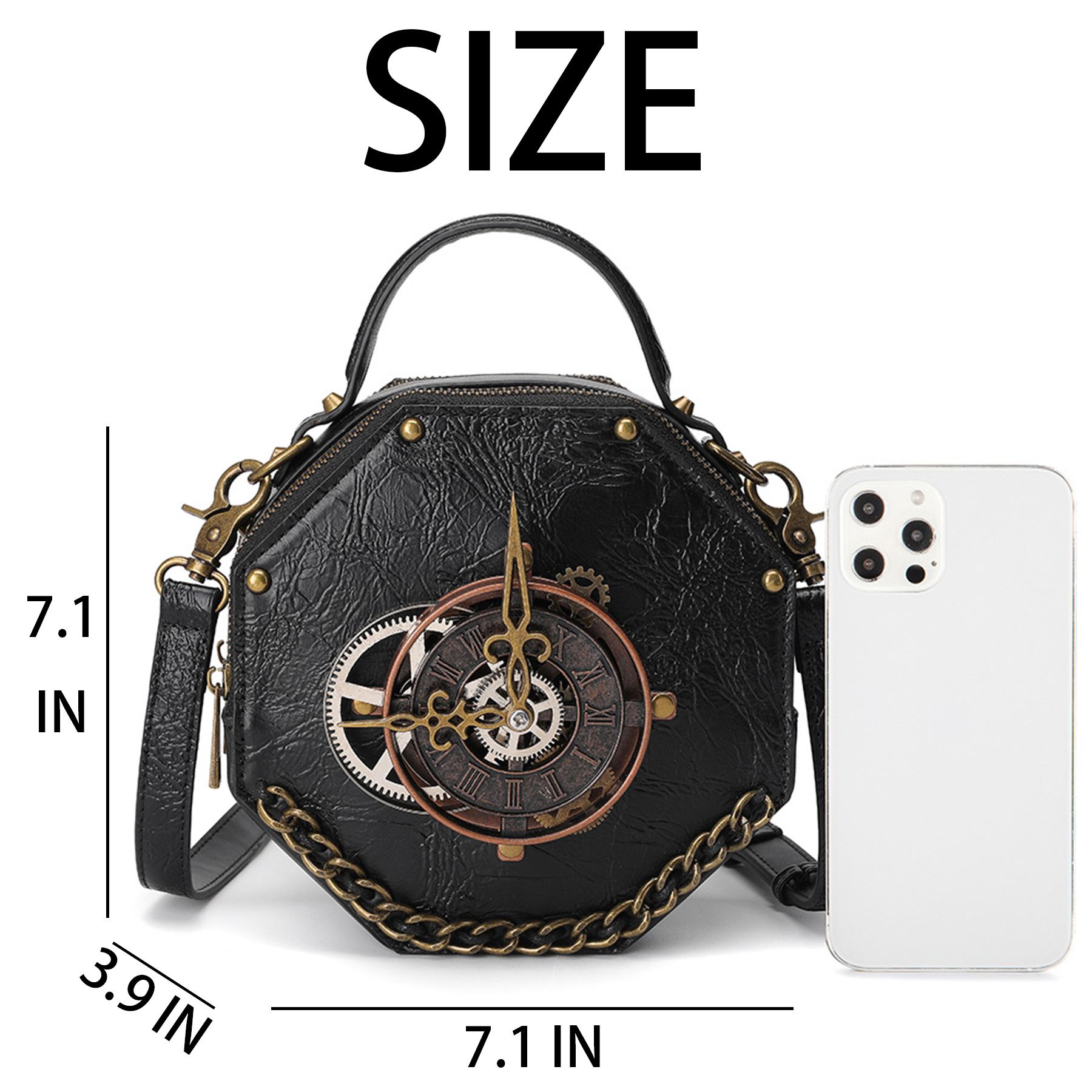 PU Punk industrial vintage style women's shoulder bag 2