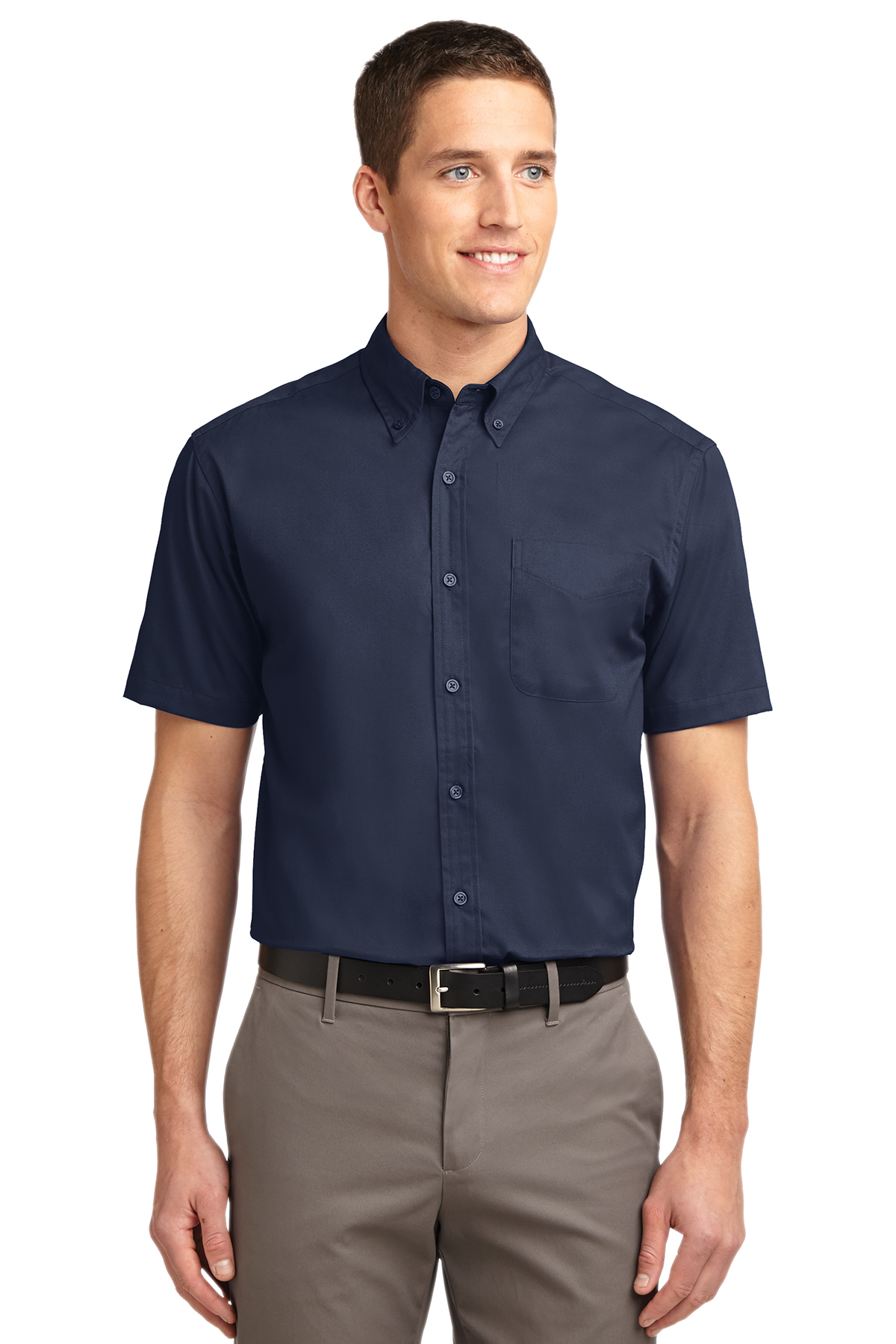 Men's Short Sleeve Oxford Button-Down Easy Care Shirts 18