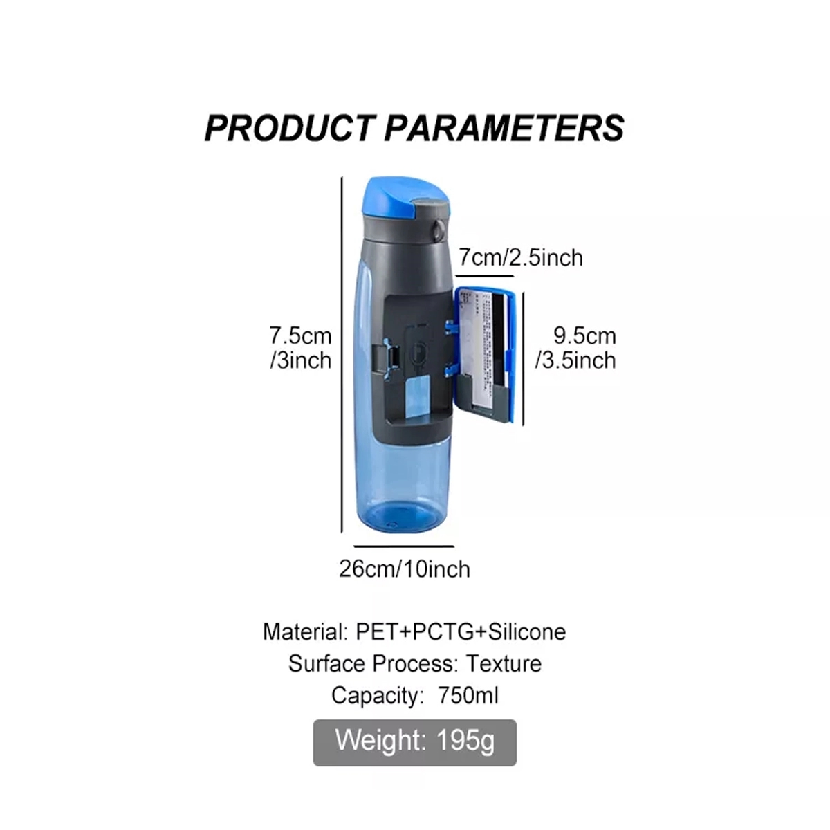 25oz Sport Water Bottle with Wallet Card Storage 4