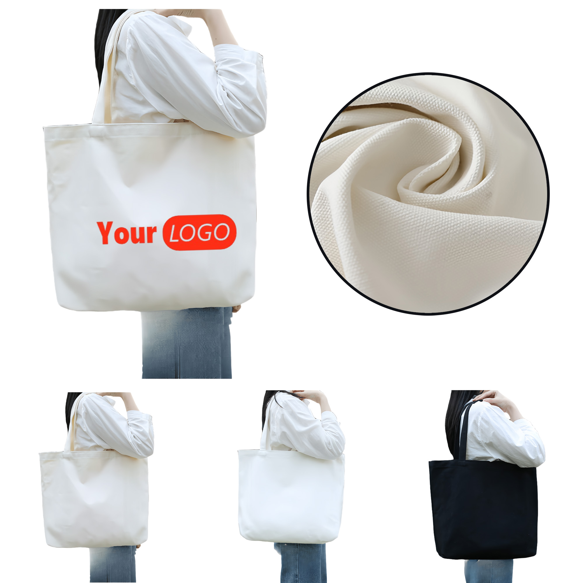 Customizable Horizontal Canvas Tote Bag 2