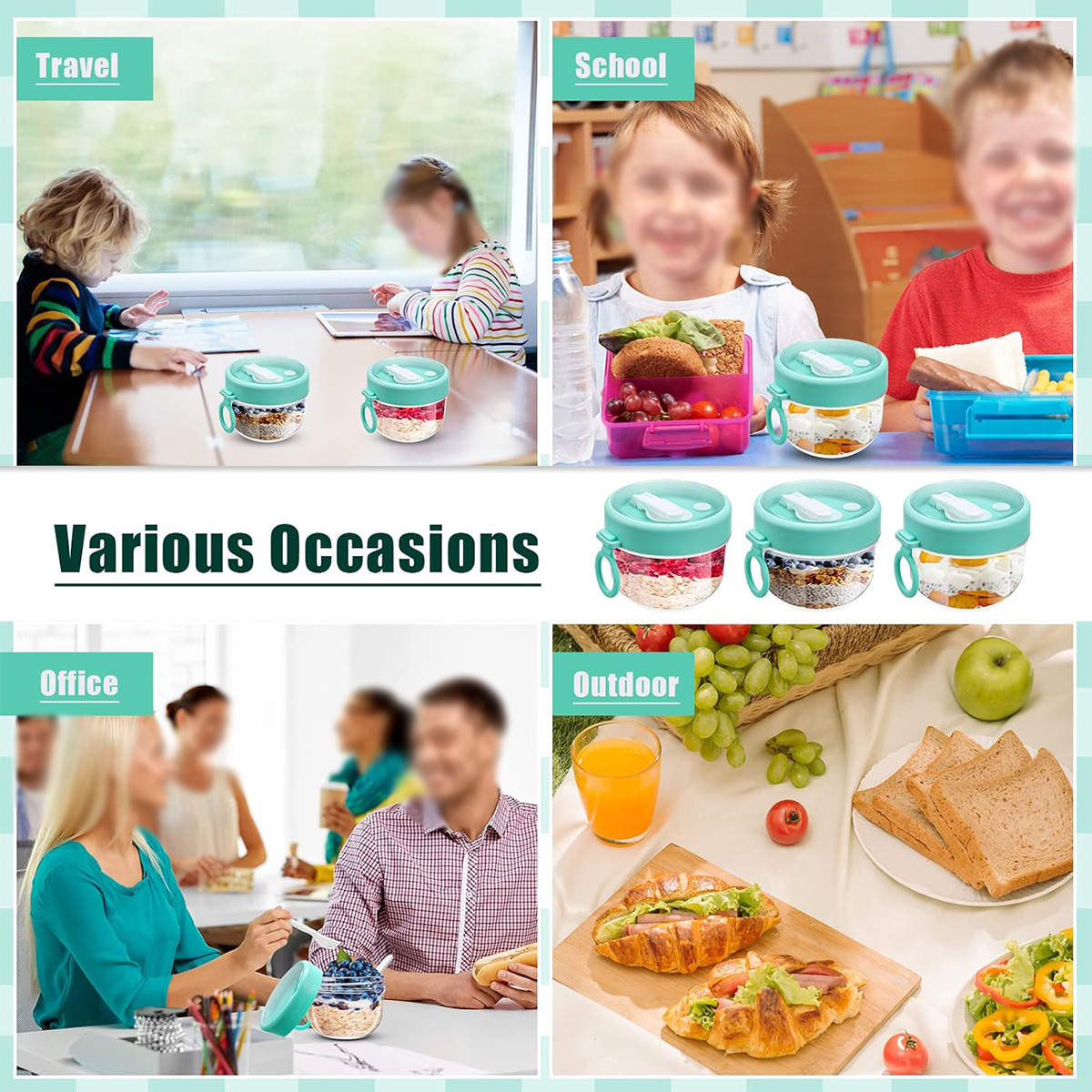 Portable salad bowl oatmeal yogurt breakfast cup with spoon 2