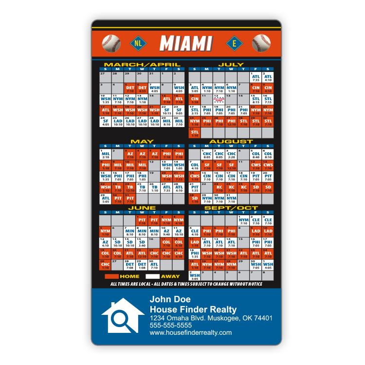 Magnet Sport Schedules - 3.5x6 Baseball Round Corners - 20 mil. 3