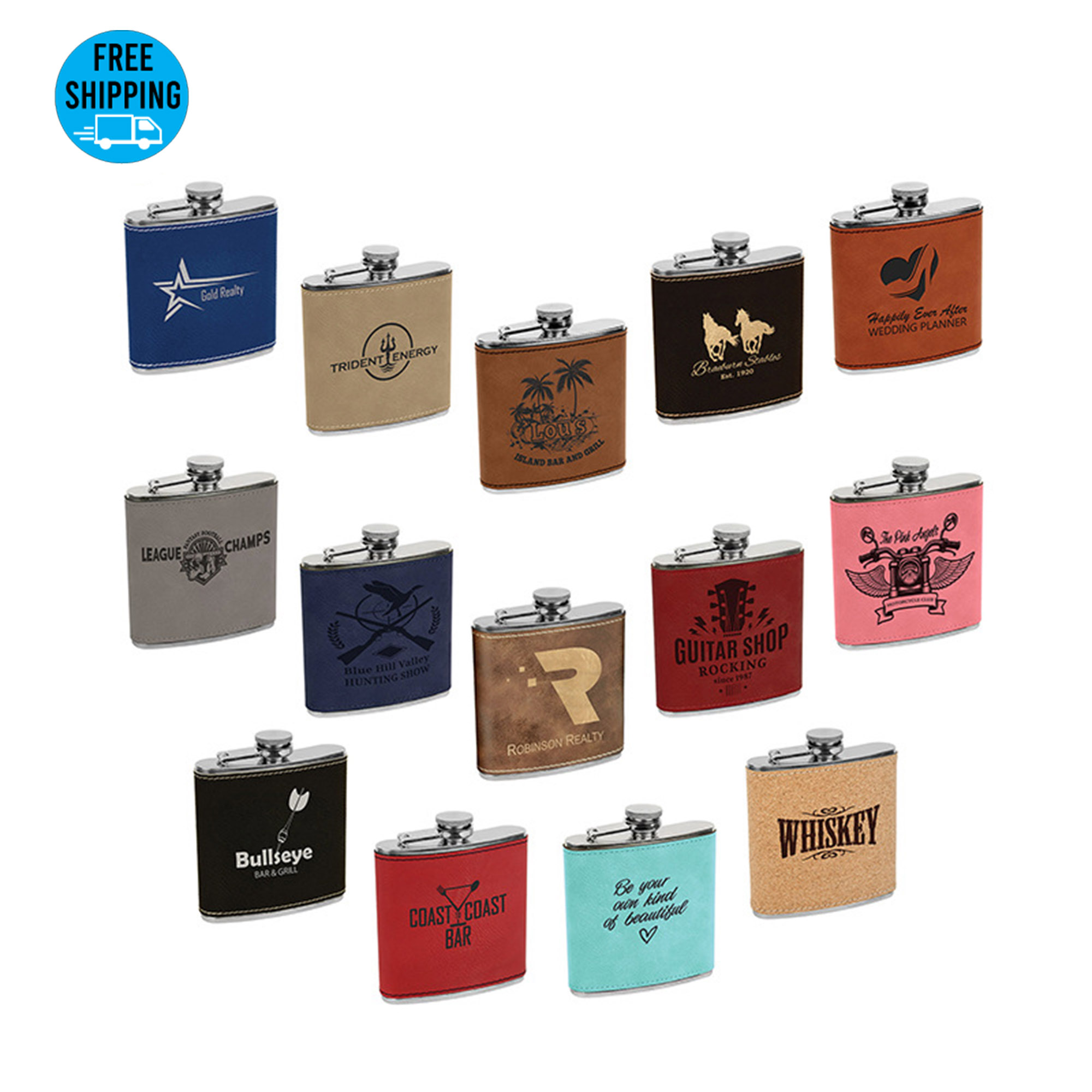 8 oz. Leatherette Stainless Steel Flasks 10