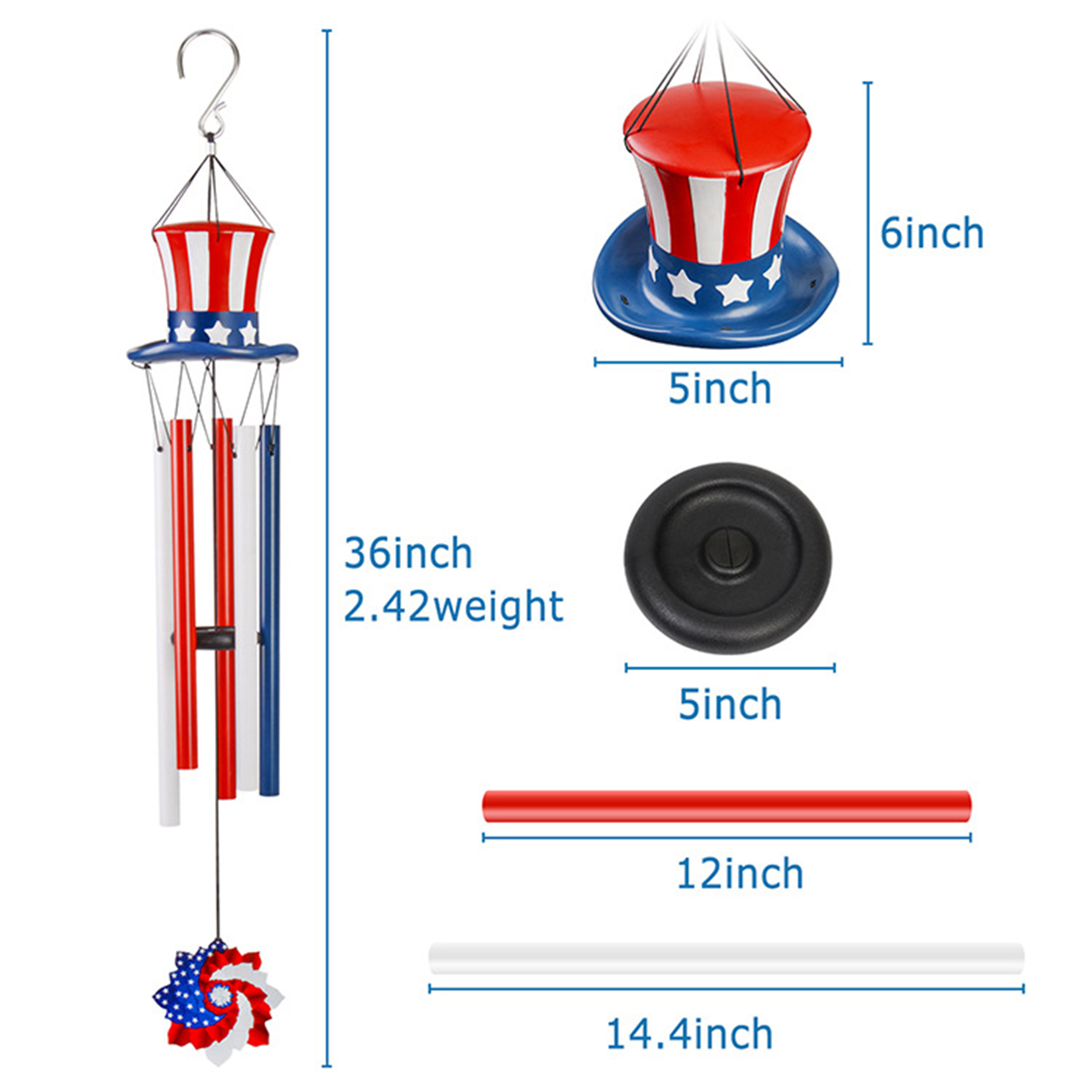 Usa American Patriotic Wind Chimes 2
