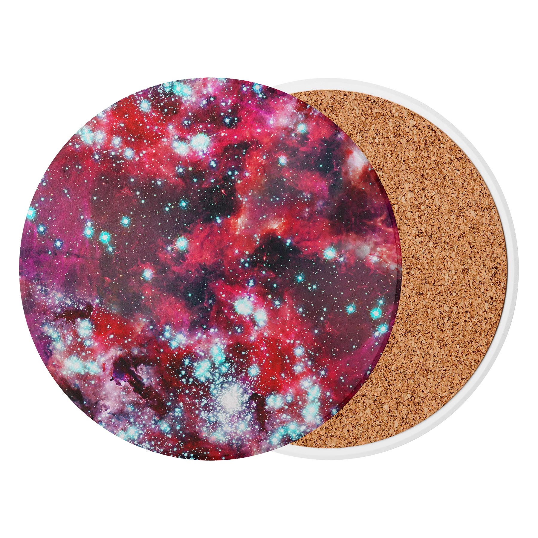 3.5'' Circular Ceramics Coaster With Cork Base 3