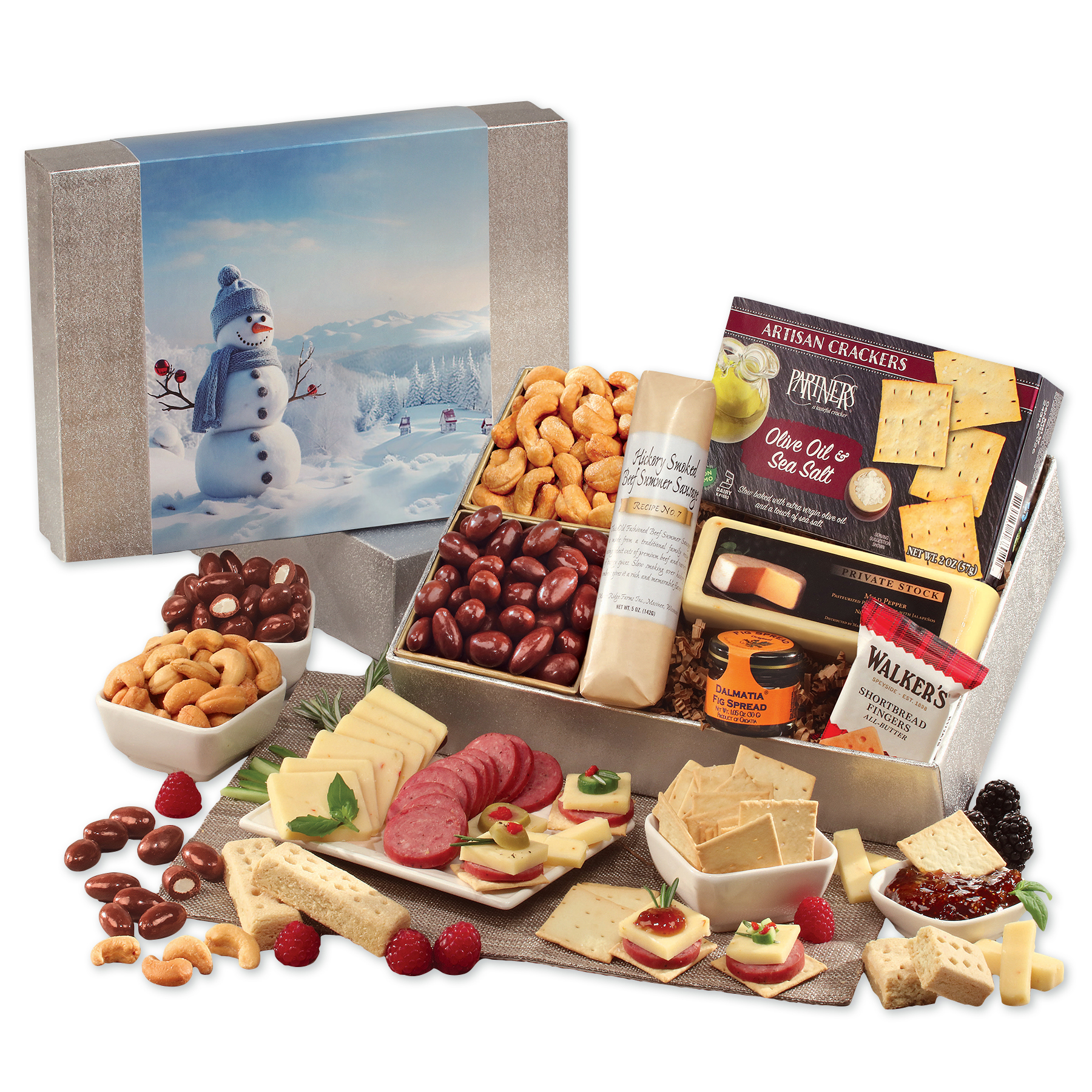Shelf Stable Snacking Smorgasbord with Blue Snowman Sleeve 2