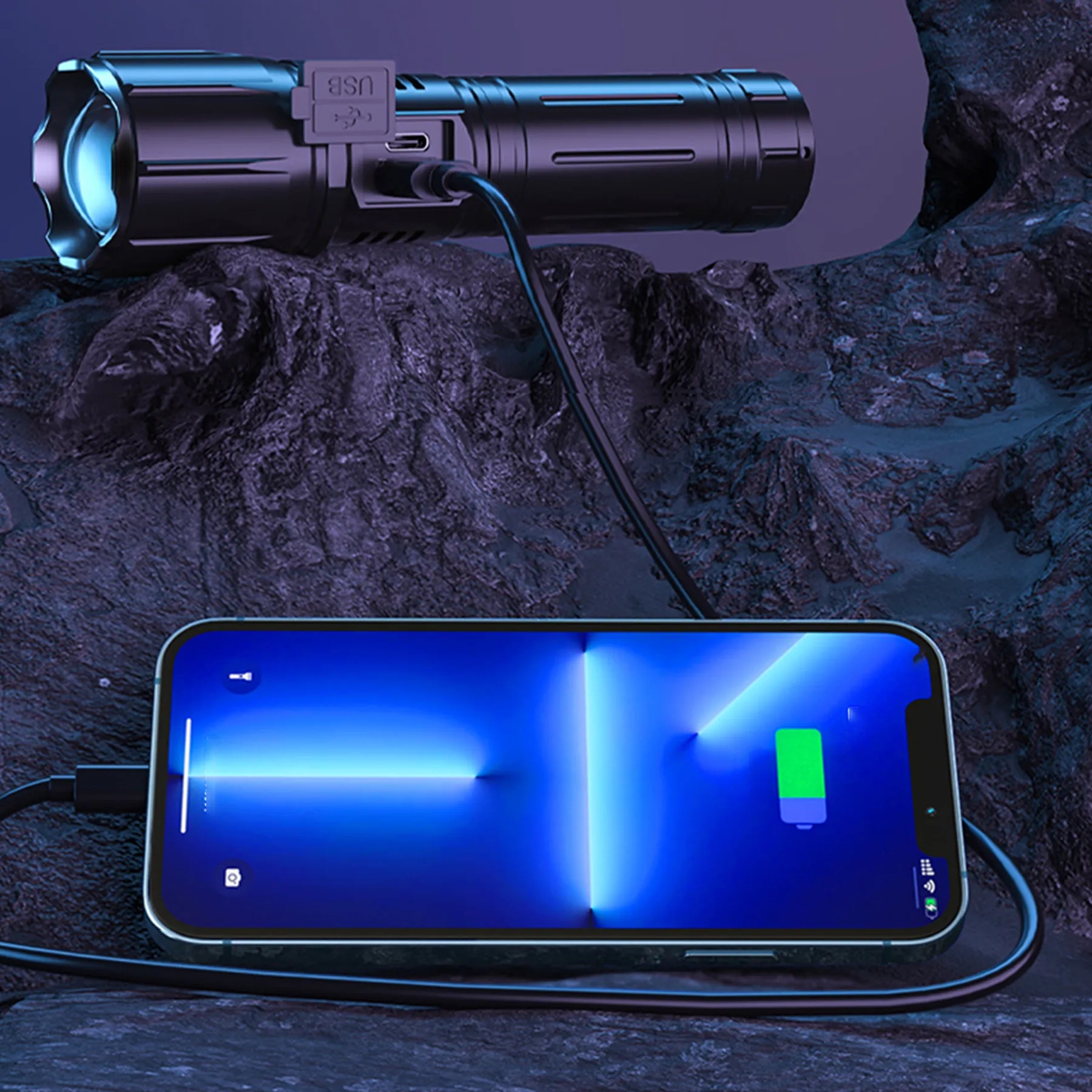 LED Flashlight Waterproof USB-C Powered Rechargeable 3