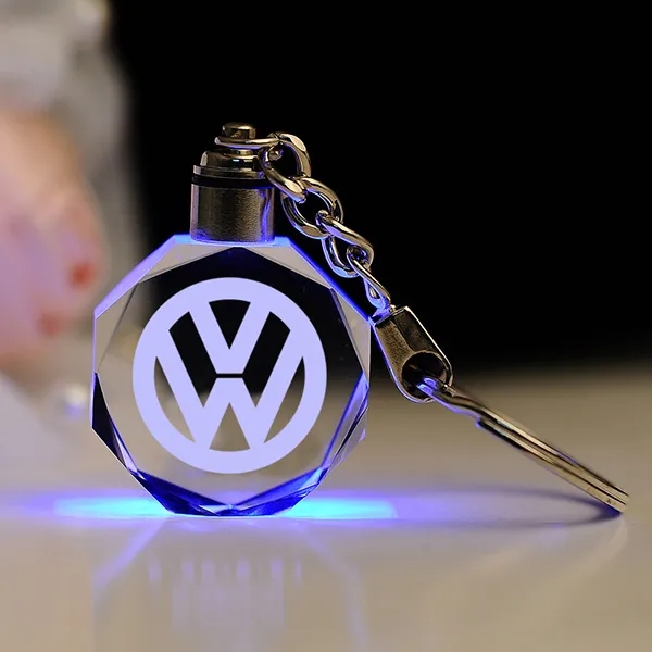 3D Laser Engraved Led Crystal Keychain 2