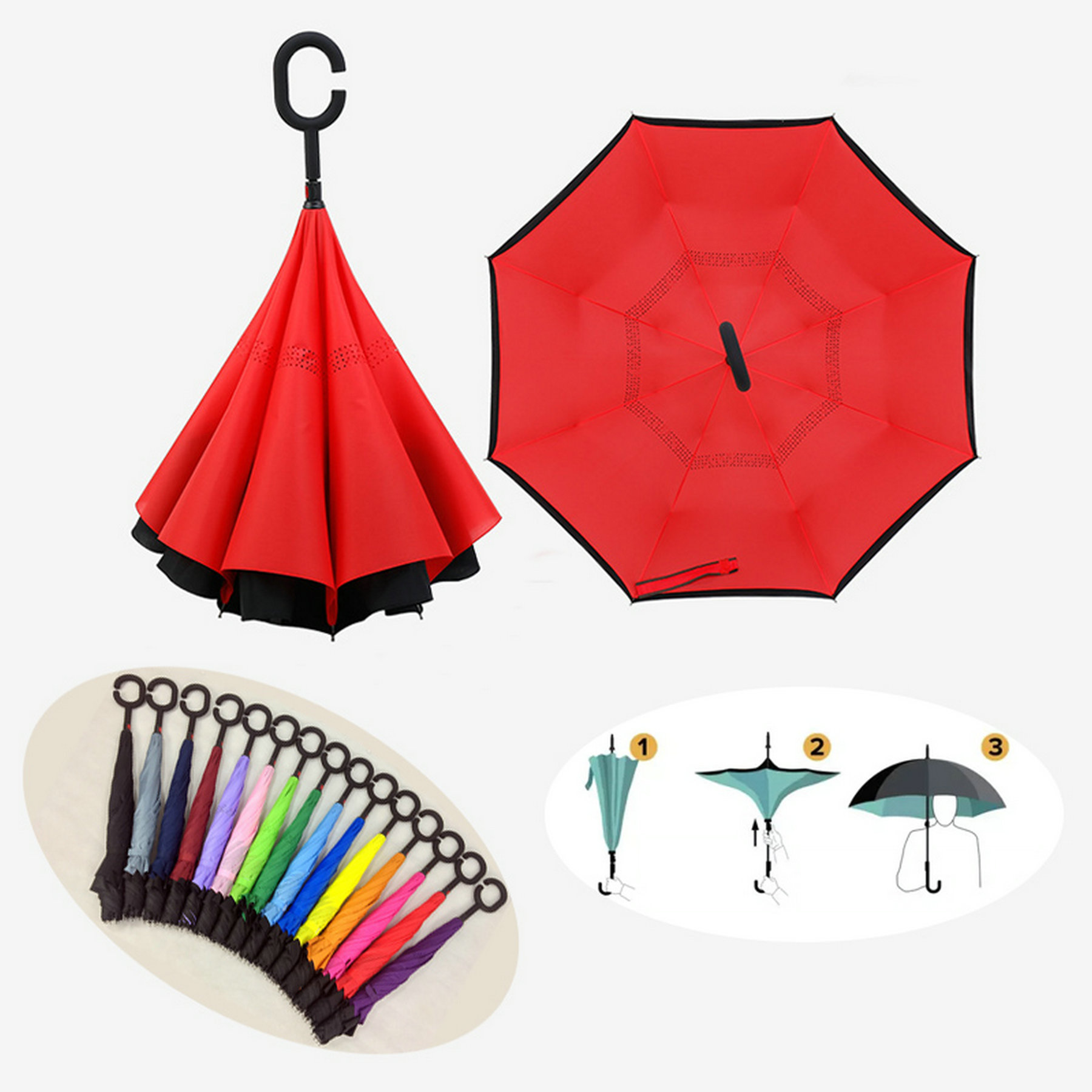 48" Arc Two-Tone Inversion Umbrella 1