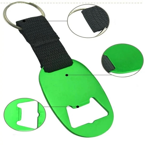 Oval Aluminum Beer Bottle Opener Keychain 3