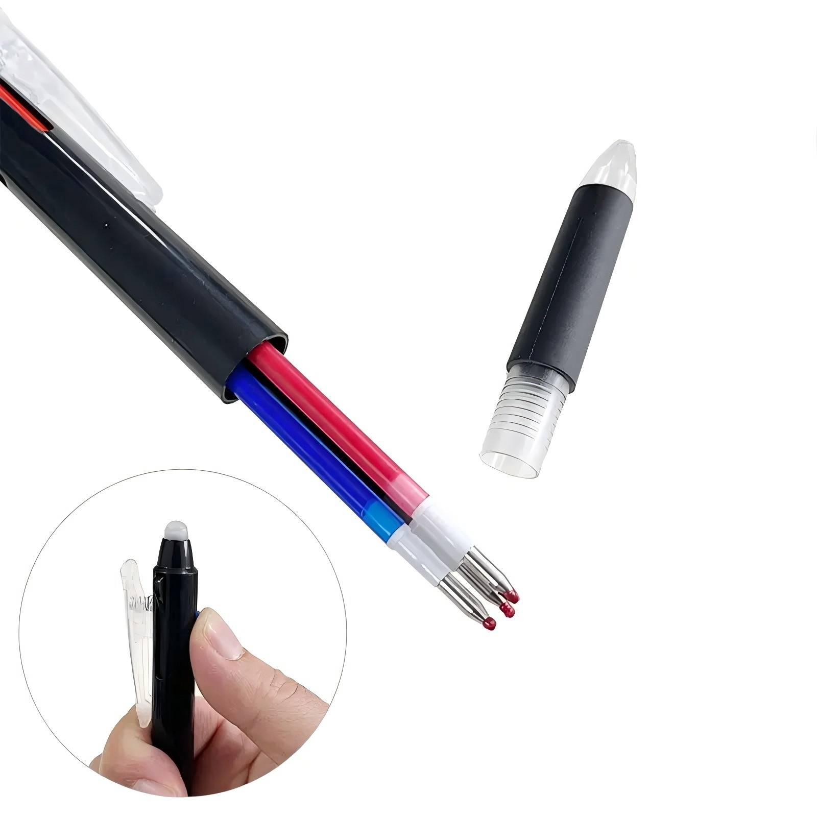 Retractable 3-Color Erasable Gel Pen W/ 0.5mm Fine Tip 4