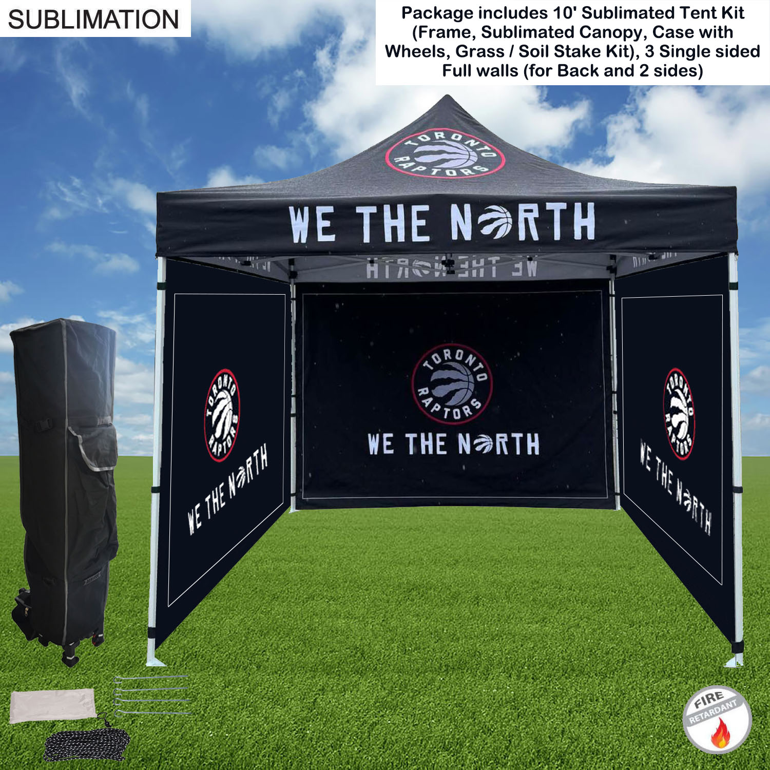 Full Privacy Tent Package, 10' Sublimated Tent kit, 3 single sided Full walls for back and 2 sides 4