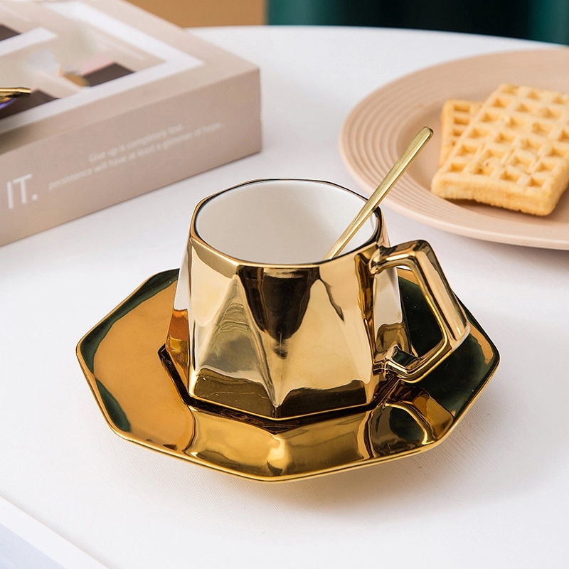 Custom 8 oz Ceramic Coffee Mug Saucer Set 4