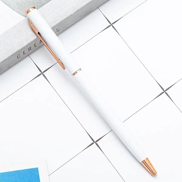 Rose Gold Slim Metal Twist Hotel Pen 4