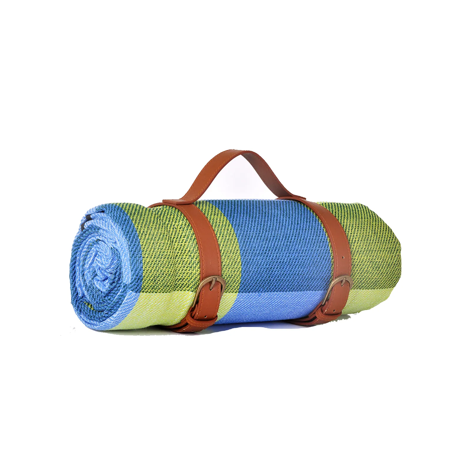 Plaid Picnic Mat With Leather Strap 2