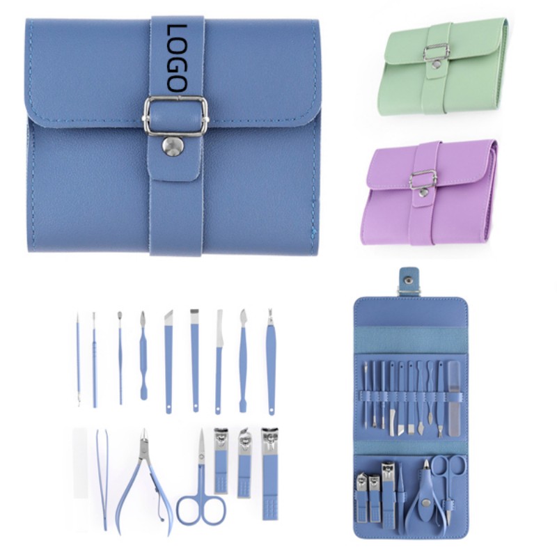 16 Pieces Luxury PU Leather Manicure Nail Set 2