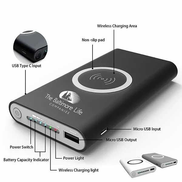 Fast Shipping Qi Wireless Phone Charger Power Bank 10000mAh 5