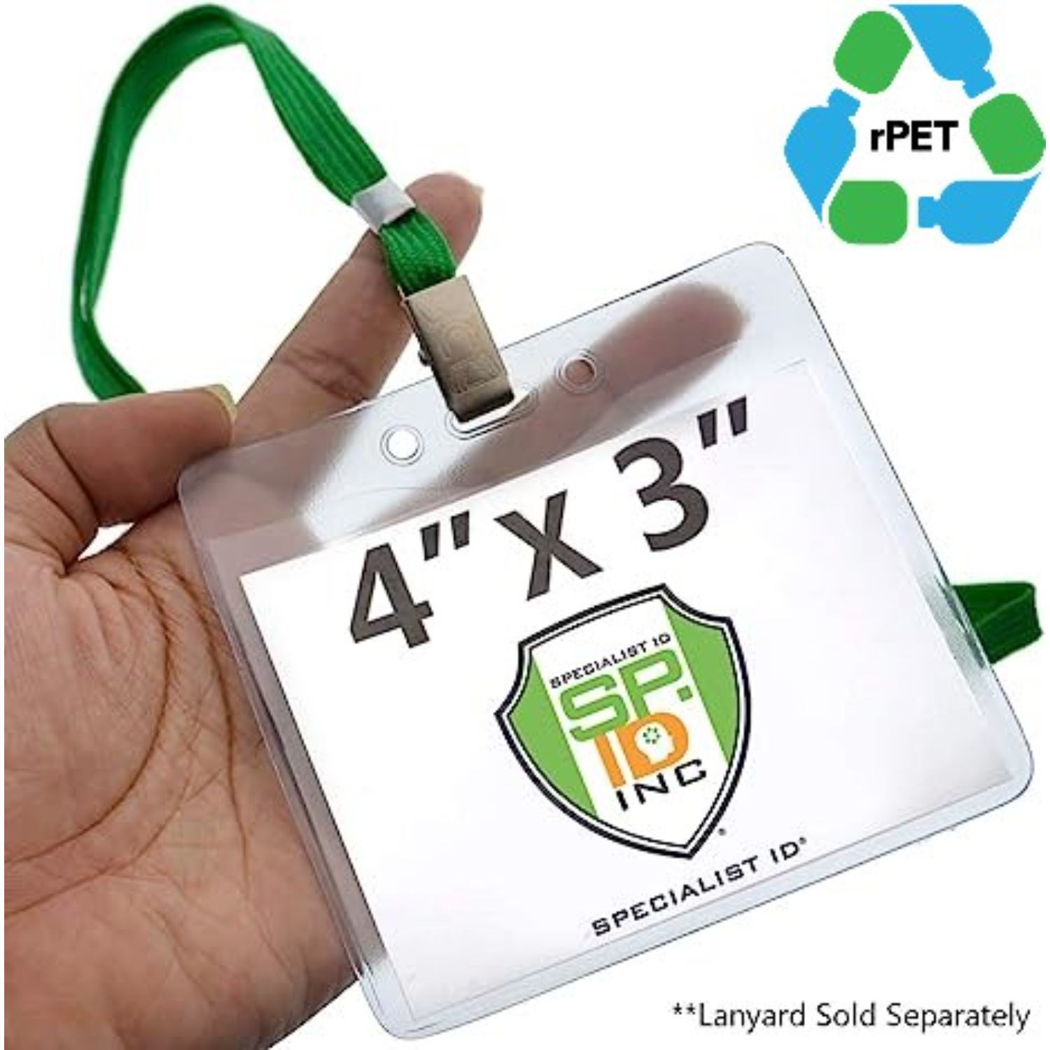 4"W x 3"H rPET Clear Vinyl Horizontal Badge Holder 6