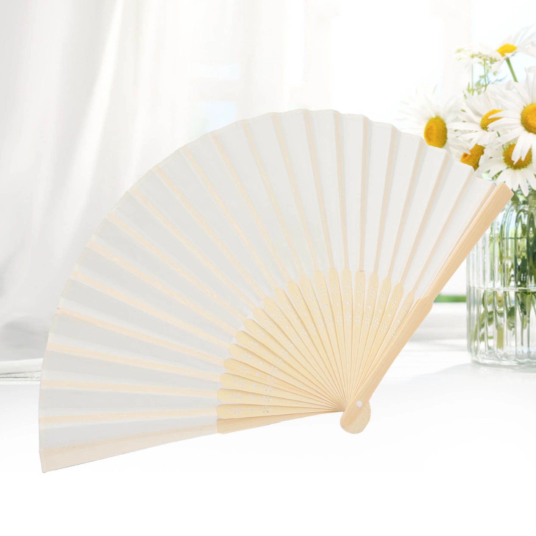 Fabric Bamboo Folding Hand Fan 2