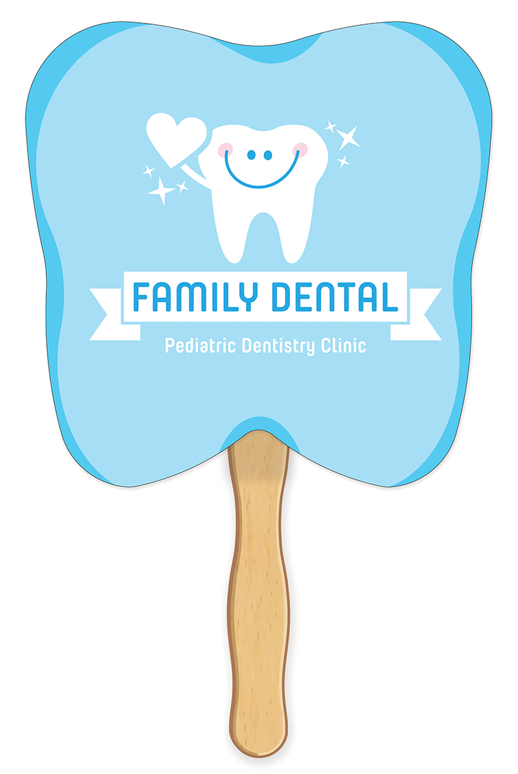 HAND FANS - Full Color, Tooth Shaped Hand Fan 1