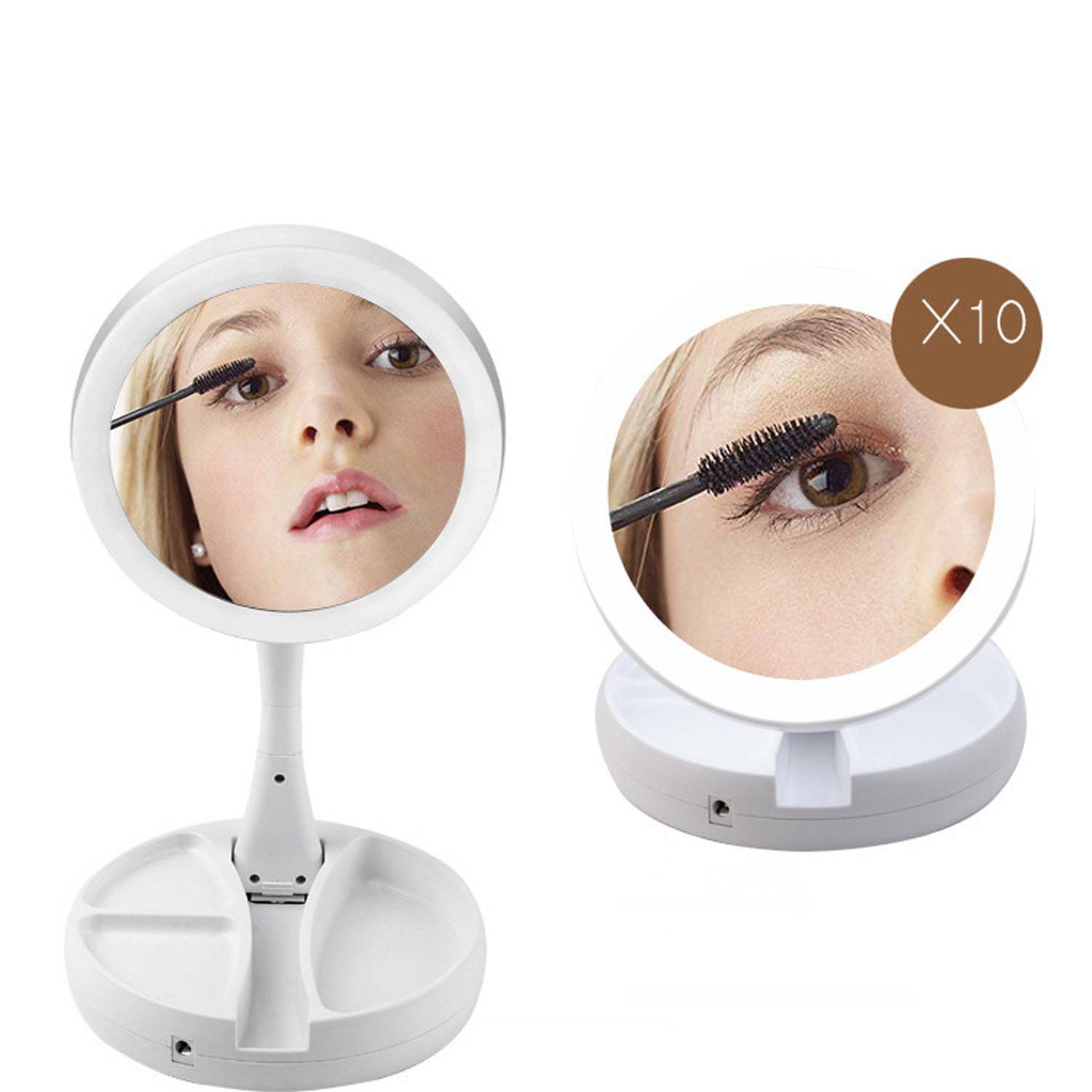 USB Rechargeable Double-Sided Foldable LED Makeup Mirror 5