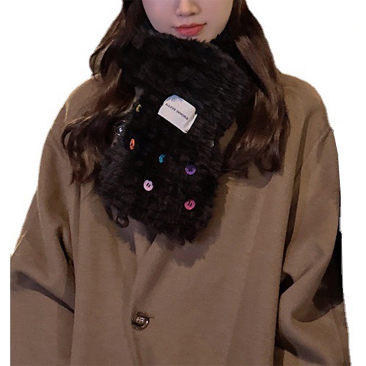Colorful Button Plush Thickened Scarf 3
