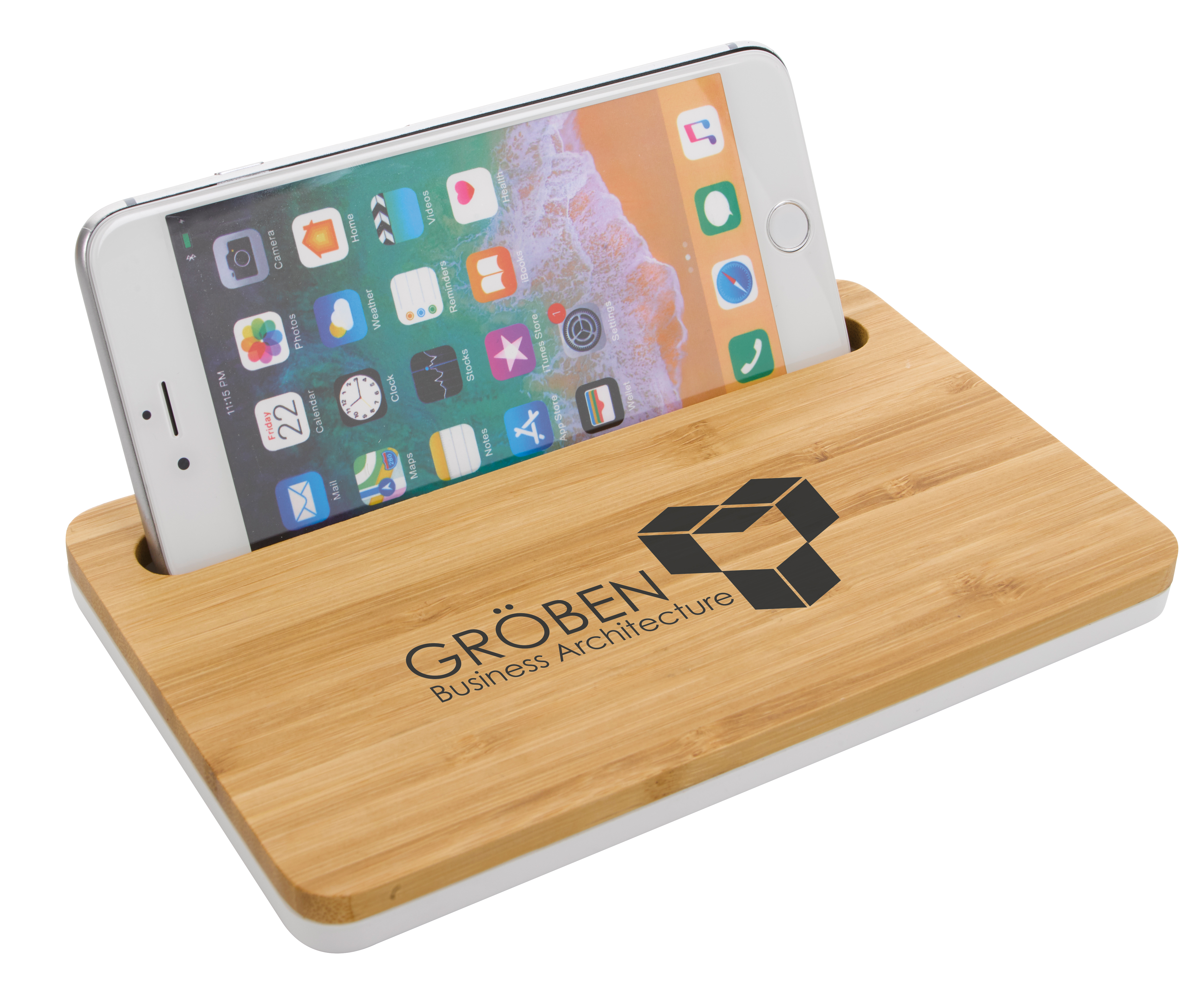 Bamboo Wireless Charging Pad with Phone Stand 9