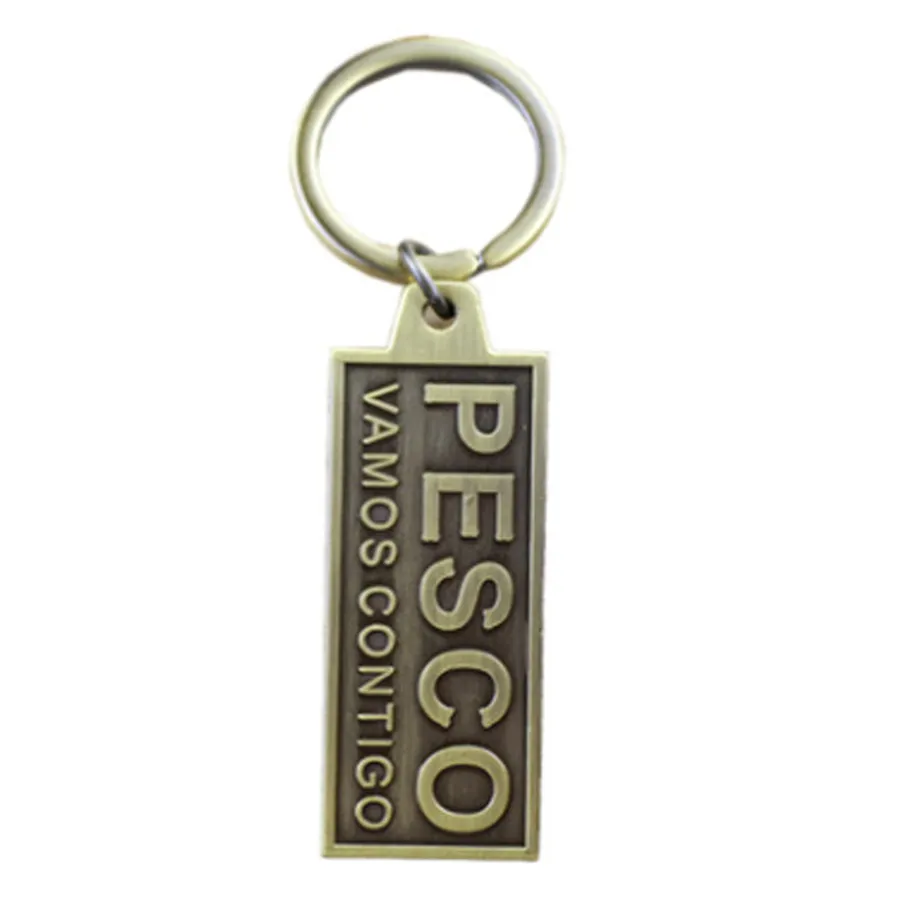 Embossed Modish Rectangle Metal Keychain 1