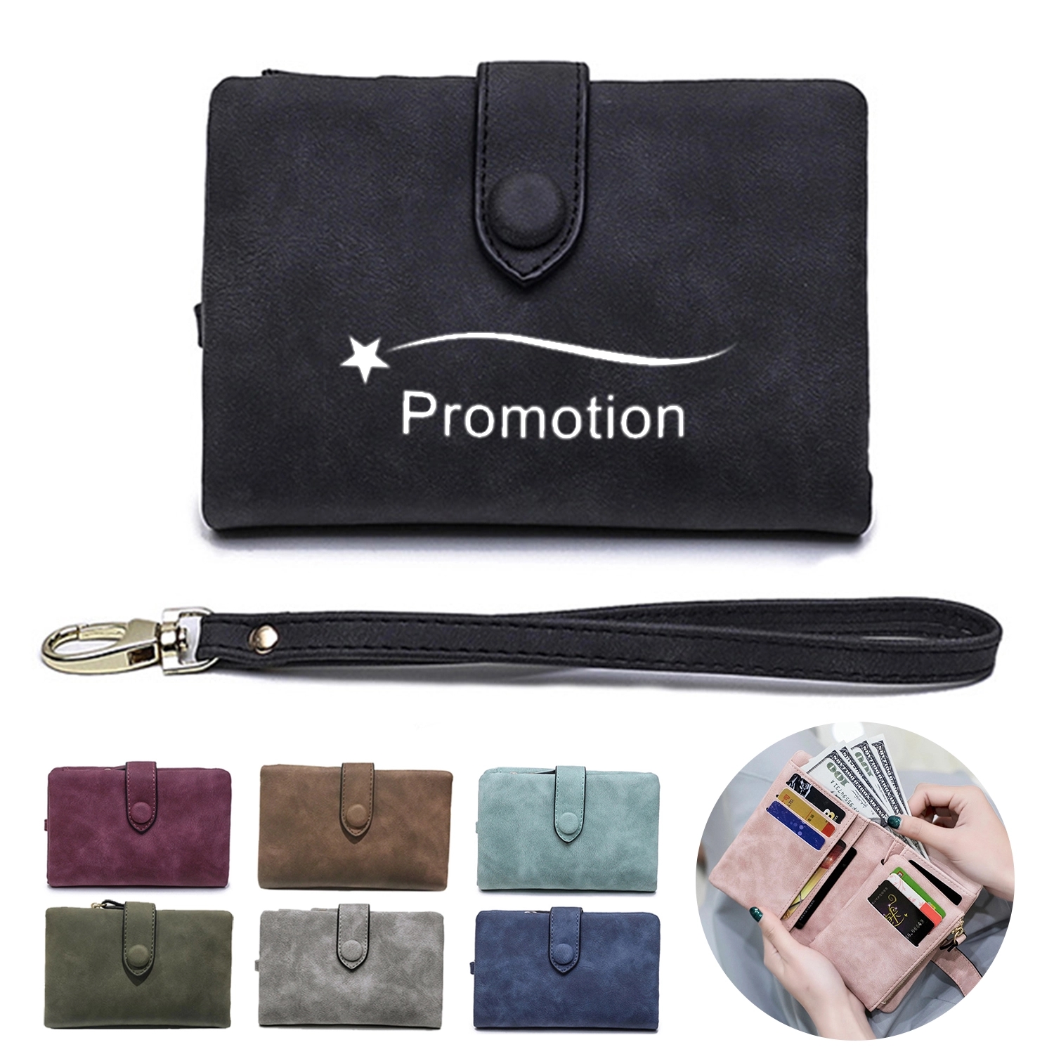 Pu Wallet With Wristlet 2