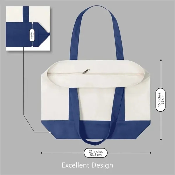 Cotton Canvas Tote Bag with Top Zip Closure, custom tote bag with logo imprint 7