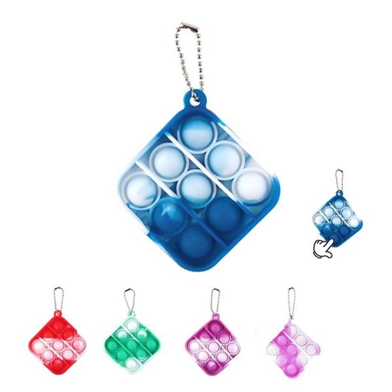 Square Rainbow Push Bubble Toy Keychain 2