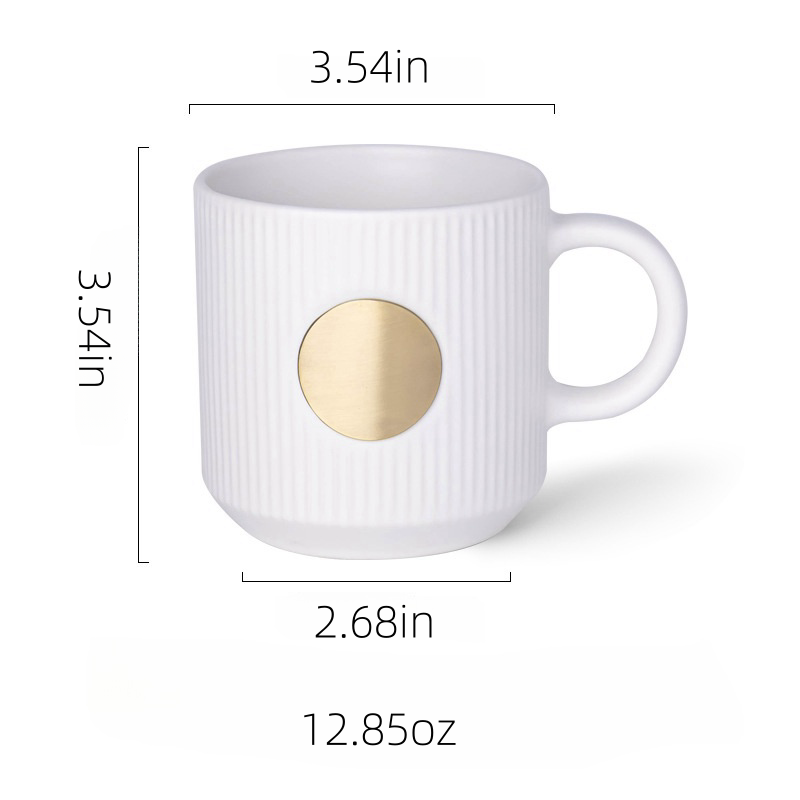 Gold-rimmed 3D Logo Copper Plaque Mug 1
