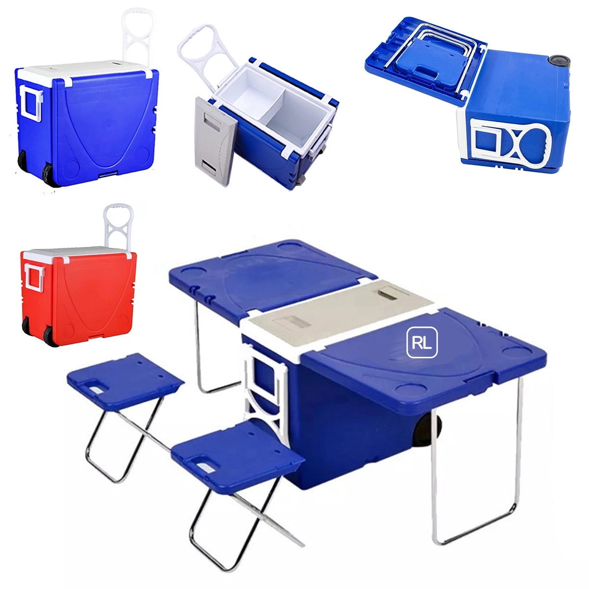 Multi Function Outdoor Cooler Picnic Camping Table 2 Chairs 2