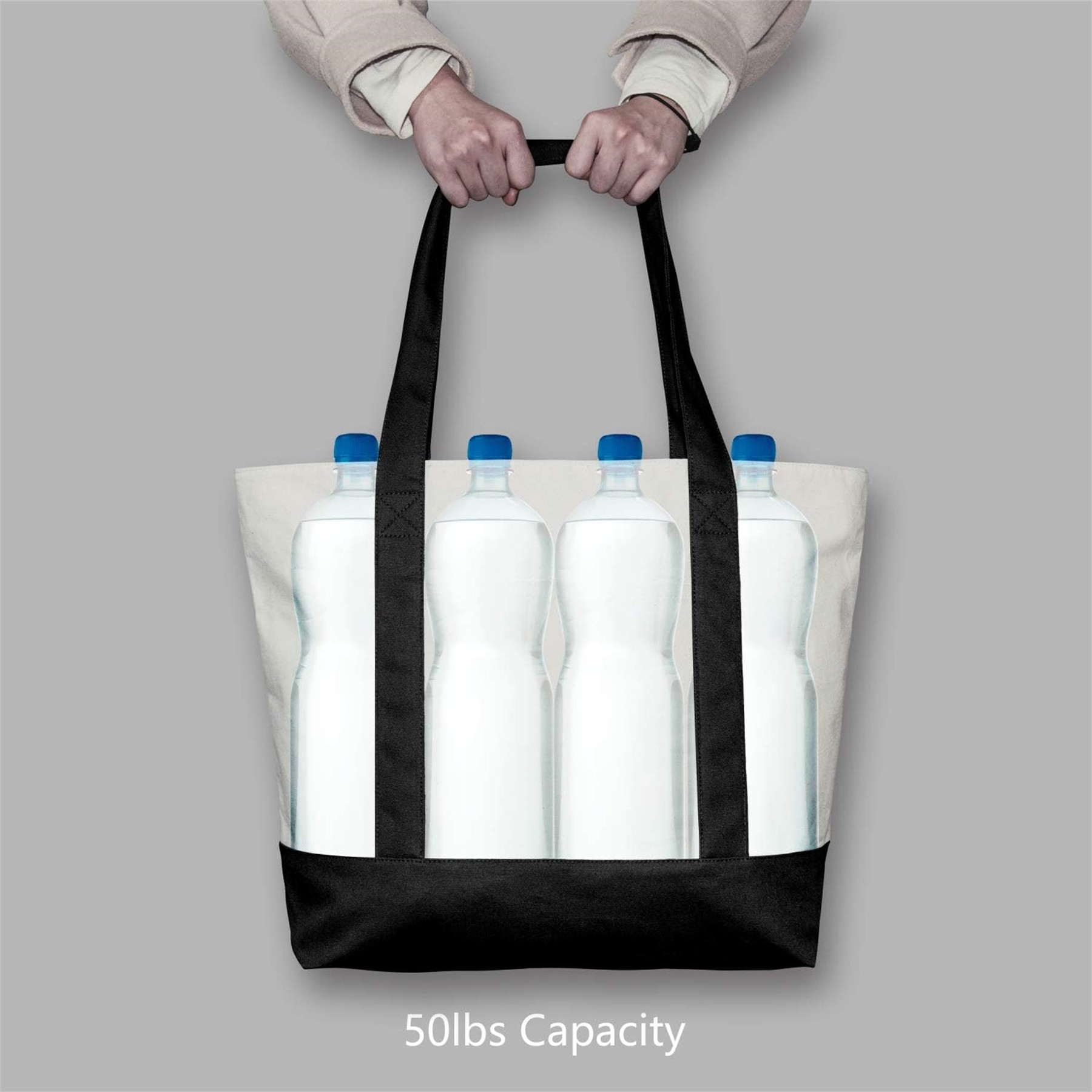 Canvas Tote Bag With An External Pocket, custom tote bag with logo imprint 6