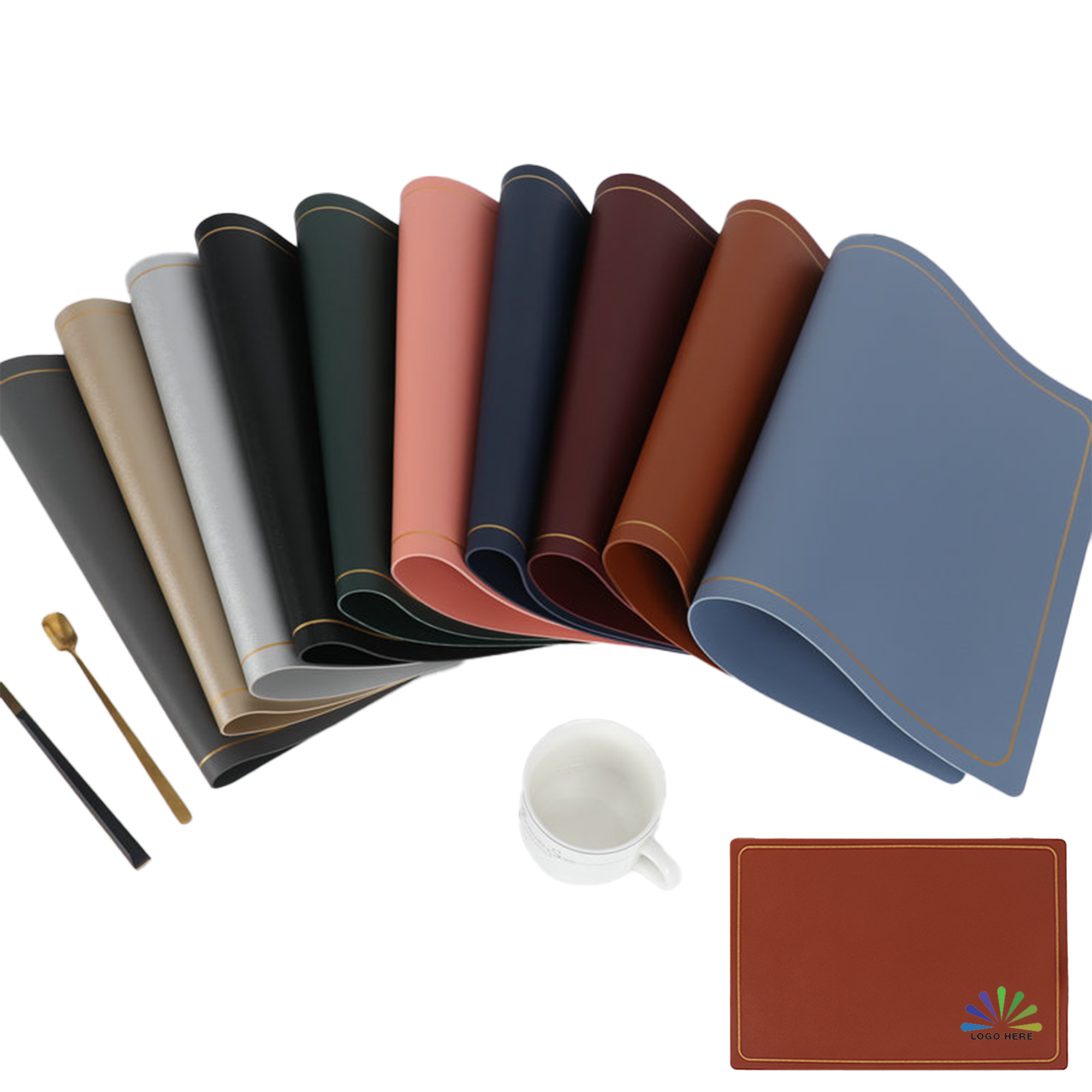 Reversible PU Leather Table Mat ?C Easy Wipe & Water Resistant 1