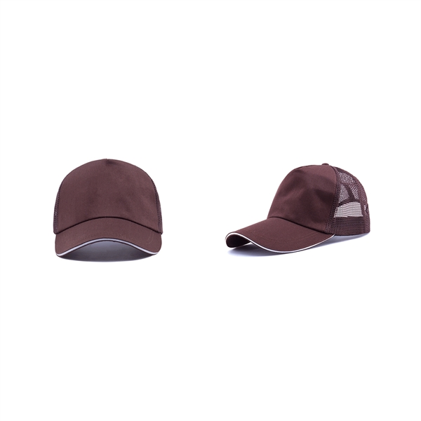 Stock Poly Cotton 5 Panel Mesh Back Cap, Hook and Loop Fastener 20